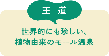 王道　世界的にも珍しい、植物由来のモール温泉